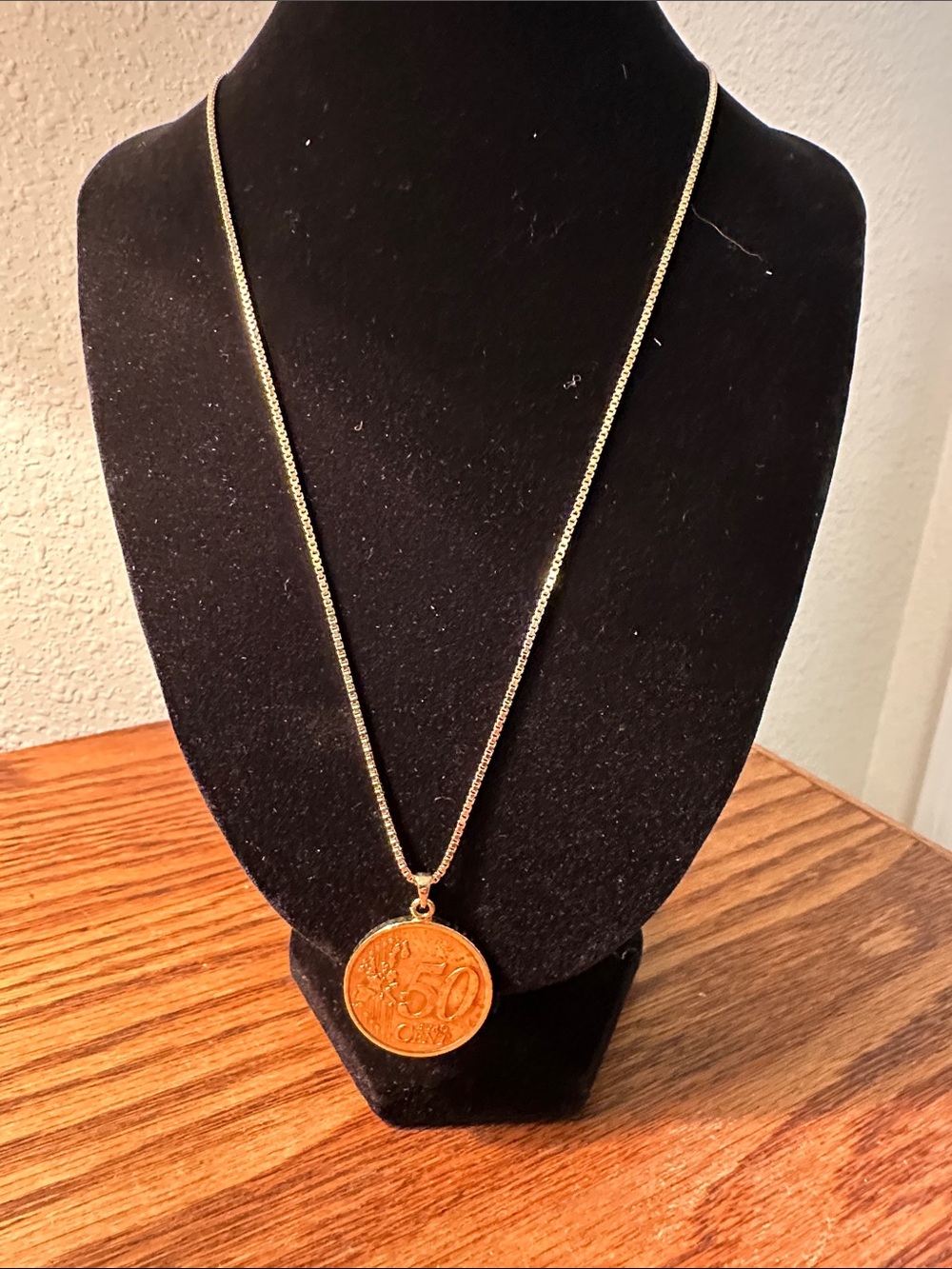 Gold-Tone 50 Cent Coin Pendant Necklace - Women Jewelry